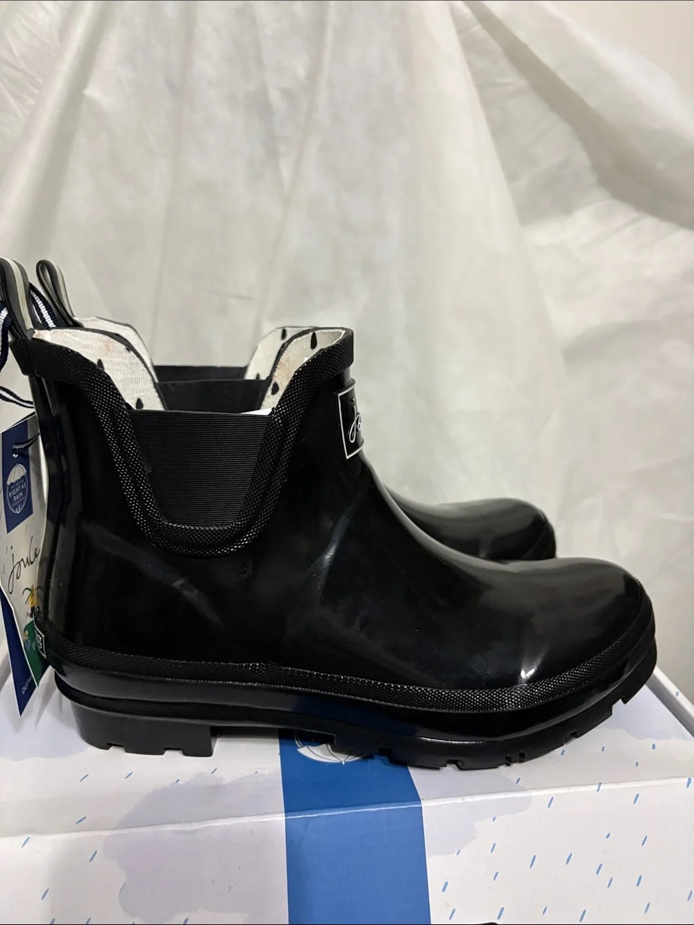 Joules Black Rain Ankle Boots size US 8 NWT